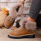 Damen-Ankle-Boots mit Kunstpelzbesatz