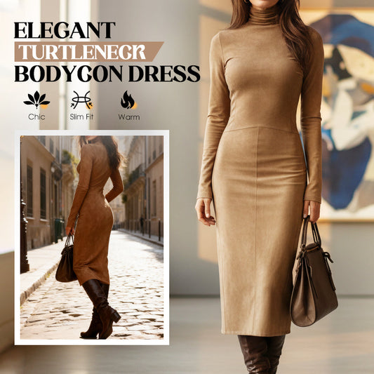 🎁 Elegantes, langärmeliges Bodycon-Kleid mit Rollkragen