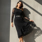 Elegantes Spitzen-Bodycon-Kleid mit asymmetrischem Rüschen-Saum