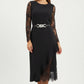 Elegantes Spitzen-Bodycon-Kleid mit asymmetrischem Rüschen-Saum