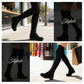 Damen-Overknee-Stiefel aus hoch elastischem Strickmaterial mit Keilabsatz