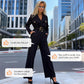 Eleganter Jumpsuit mit Reverskragen, V-Ausschnitt und Gürtel