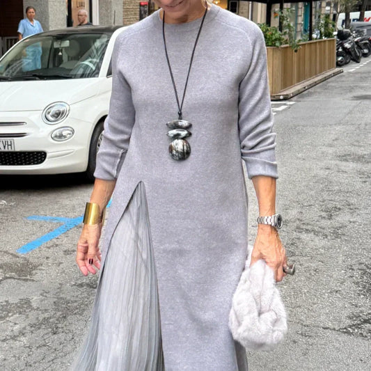 Elegantes Strick-Midikleid für Damen mit Seitenschlitz