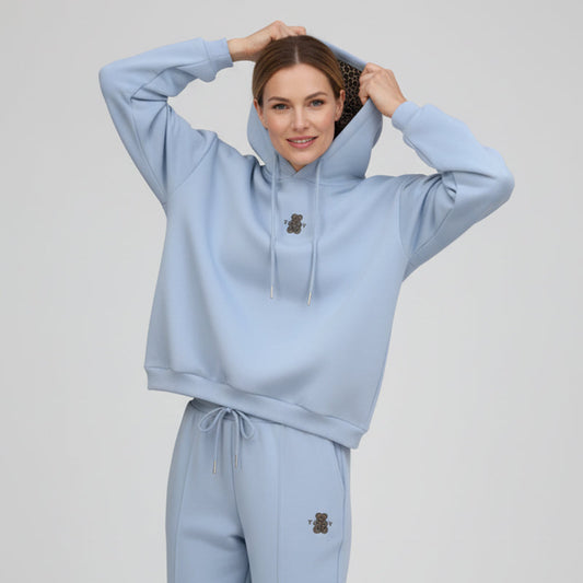 Lässiges Damen-Set aus Kapuzen-Sweatshirt und Jogginghose mit Leopardenmuster-Futter 【KAUFEN SIE 2  KOSTENLOSEN VERSAND】