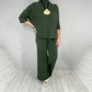 Damen-Set aus hochgeschlossenem Oberteil mit halben Ärmeln und Hose