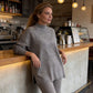 Strassverziertes Strickpullover- und Hosen-Set