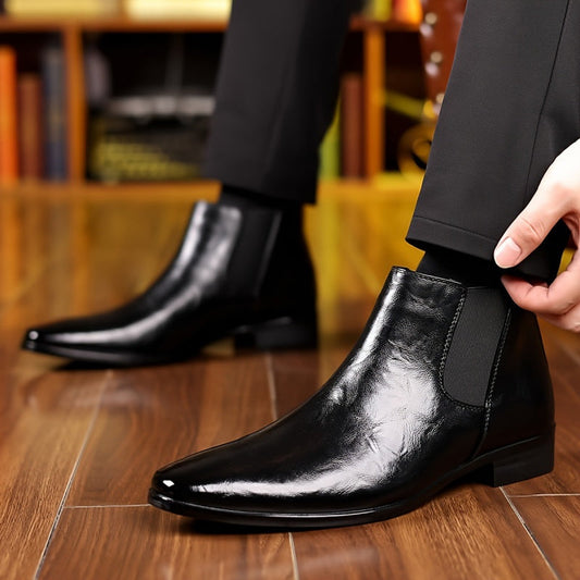 Herren-Slip-On-Stiefel aus Leder mit Print