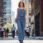 Ärmelloser Sommer-Jumpsuit für Damen mit Kordelzug in der Taille
