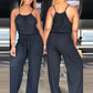 Ärmelloser Sommer-Jumpsuit für Damen mit Kordelzug in der Taille