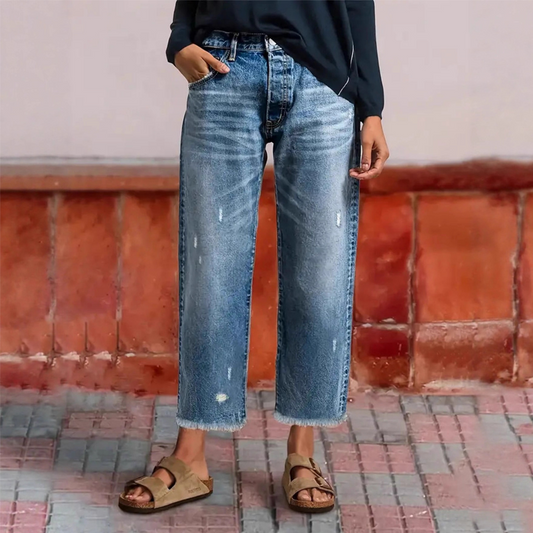 ✨🔥Damen-Retro-Cropped-Straight-Leg-Jeans👖