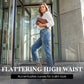 Damenjeans mit hoher Taille und geradem Bein aus Stretchmaterial