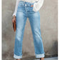 Damenjeans mit hoher Taille und geradem Bein aus Stretchmaterial