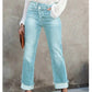 Damenjeans mit hoher Taille und geradem Bein aus Stretchmaterial