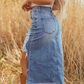 ✨Damen-Hochbund-Ripped-Denim-Midi-Rock