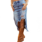 ✨Damen-Hochbund-Ripped-Denim-Midi-Rock