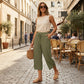 🔥50% RABATT! Damen Caprihose: Weitbein, Kordelzug-Bund & Taschen – Lässig & komfortabel