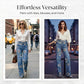 Damenjeans mit Blumenmuster und geradem Bein【BEI 2 ARTIKELN VERSANDKOSTENFREI】
