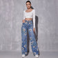Damenjeans mit Blumenmuster und geradem Bein【BEI 2 ARTIKELN VERSANDKOSTENFREI】