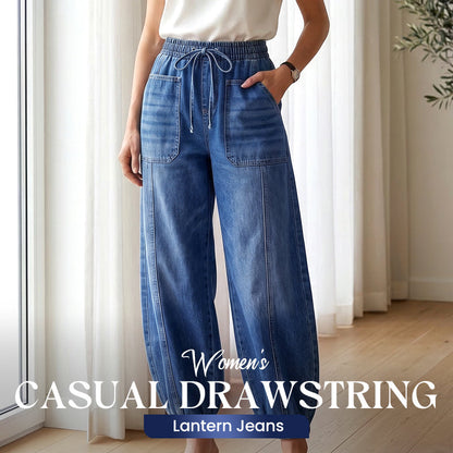 Lässige Damenjeans mit Kordelzug und Laternenform