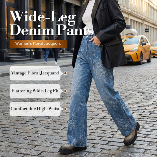😍50 % Rabatt – 🔥Modell 2026👖Modische Damen-Jeans mit Blumenmuster und weitem Bein