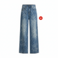 😍50 % Rabatt – 🔥Modell 2026👖Modische Damen-Jeans mit Blumenmuster und weitem Bein