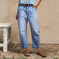 Damen-Jeans mit hoher Taille und verkürztem Schnitt