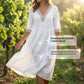 Midi-Kleid für Damen mit V-Ausschnitt und Spitzenbesatz❤️2 Stück kaufen und versandkostenfrei erhalten