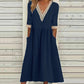 Midi-Kleid für Damen mit V-Ausschnitt und Spitzenbesatz❤️2 Stück kaufen und versandkostenfrei erhalten