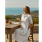 Lässiges Midi-Shirtkleid für Damen mit hoher Taille