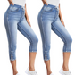 Stretch-Capri-Jeans für Damen mit Kordelzug in der Taille
