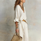 👗 50% RABATT! 🔥 2-teiliges Set aus Damen-Top mit V-Ausschnitt & Hose mit weitem Bein – Leicht & fließend – Perfekt für Sommer, Strand oder elegante Freizeitlooks – bequem & stilvoll zugleich 🌸