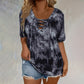 Tie-Dye-T-Shirt für Damen mit Schnürung und V-Ausschnitt