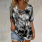 Tie-Dye-T-Shirt für Damen mit Schnürung und V-Ausschnitt