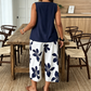 👚🌸 NUR FÜR KURZE ZEIT: 50% RABATT! Set aus asymmetrischem Damenoberteil & Caprihose mit Blumenmuster – Vielseitig, farbenfroh, bequem 🌺
