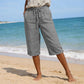 Lässige Damen-Caprihose mit Knopfverzierung
