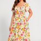 🏖️Sommer-Sonderangebot: 50 % Rabatt🏝️👗Midi-Kleid mit Blumenmuster, Smok-Details, quadratischem Ausschnitt und Taschen💃