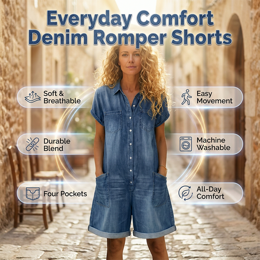 Damen Freizeit Denim-Overall mit kurzen Ärmeln