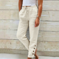 🌺💥 NUR KURZE ZEIT 50% RABATT! Damen Freizeithose mit Taillen-Kordelzug & knöpfbarem Beinabschluss am Knöchel