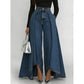 👖Damen Hochtaillierte Weitbein-Jeans mit High-Low-Saum