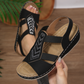 👡 Damen Keilabsatz-Sandalen mit Rhinestones – glamouröser Look, bequemer Plateauabsatz & perfekt für Strand, Party & Alltag
