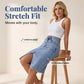 Damen-Jeansrock mit hoher Taille und Schlitz vorne