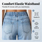 Damenjeans mit weitem Bein und aufgesetzten Taschen