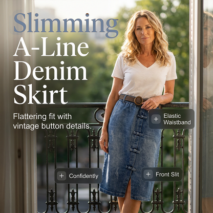A-Linien-Midirock aus Denim für Damen mit schlankmachender Passform