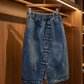 A-Linien-Midirock aus Denim für Damen mit schlankmachender Passform