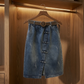 A-Linien-Midirock aus Denim für Damen mit schlankmachender Passform