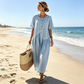 💎 Der Sommerhit 2026 – der Wahnsinn! 👗Maxikleid für Damen mit Knopfleiste und kurzen Ärmeln