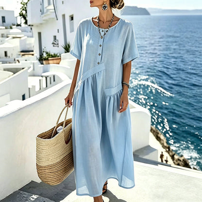 💎 Der Sommerhit 2026 – der Wahnsinn! 👗Maxikleid für Damen mit Knopfleiste und kurzen Ärmeln
