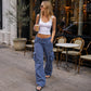 Weite Vintage-Cargohose für Damen
