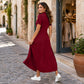 📢📢50%Rabatt!!!🎉✨Lässiges Maxikleid für Damen mit Reißverschluss und Unifarben