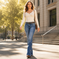 🎉🚨50% Rabatt!🎁🔥Angebot endet heute Nacht! Damen-Jeans mit hoher Taille, Destroyed-Look und ausgestelltem Bein👖